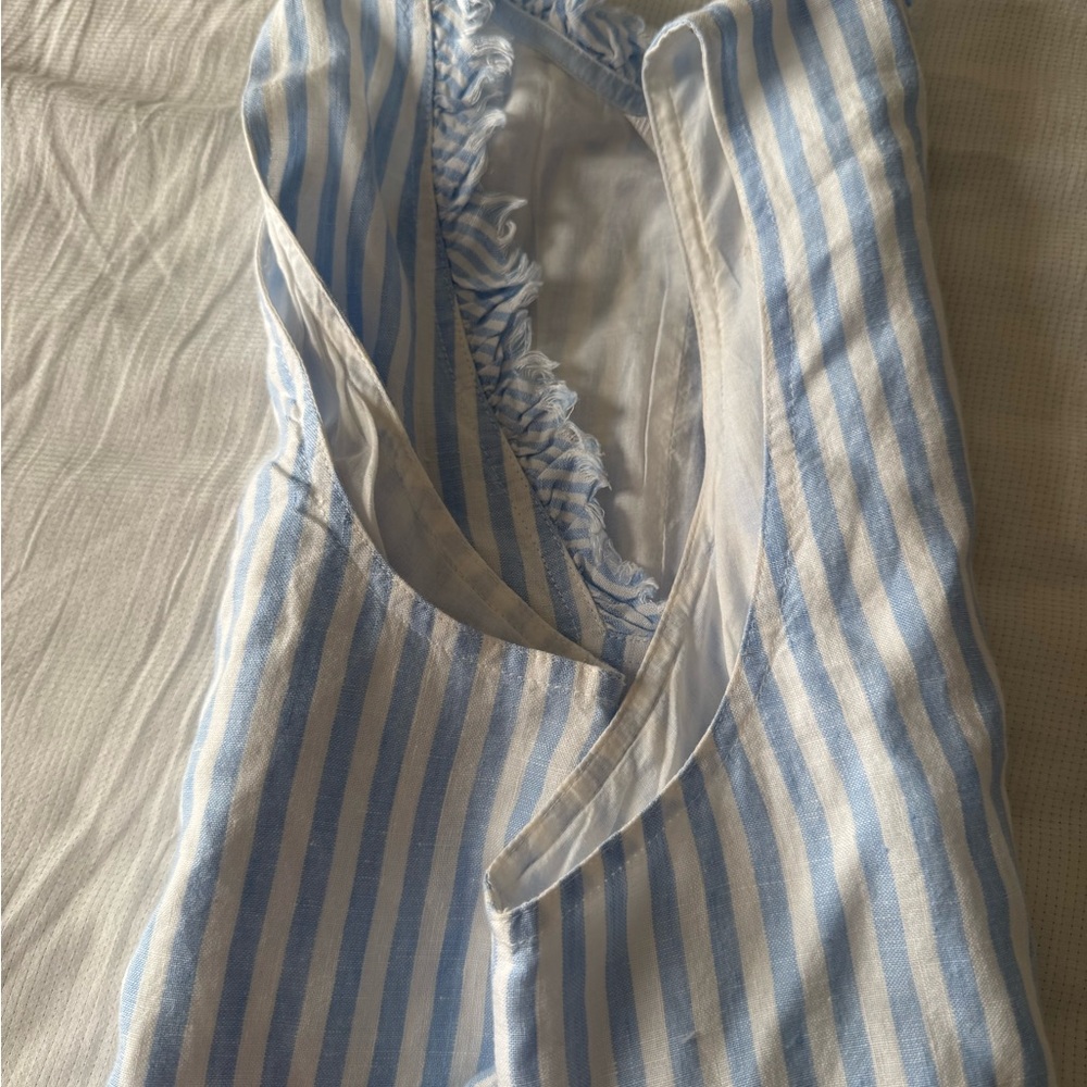 Tommy Bahama Light Blue and White Frayed Edge Top - Picture 5 of 10